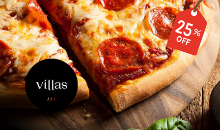 Pizza 3 Sabores Villas Pizzaria – Portuguesa, peperoni e mussarela com lombo numa única experiência de sabor