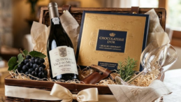 Kit presente: vinho português + caixa de chocolates gourmet